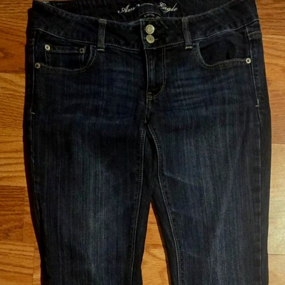 American Eagle Jeans Womens Size 6 Long Artist Flared Leg Dark Wash Stretch